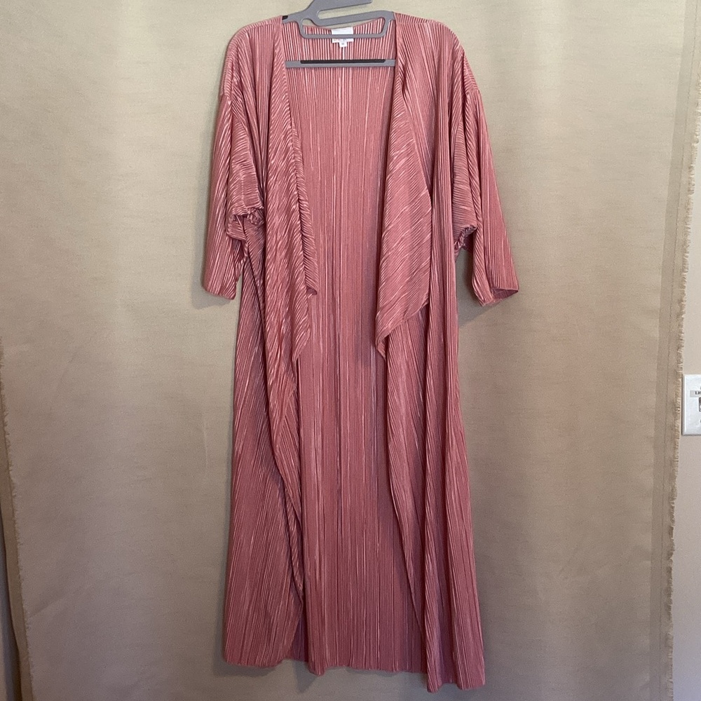 LuLaRoe Long Dusty Rose Pleated Duster Cardigan